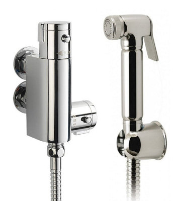 Buyaparcel Shattaf Douche Bidet Shower Head Toilet Brass Chrome Sprayer Thermostatic Valve from B&Q