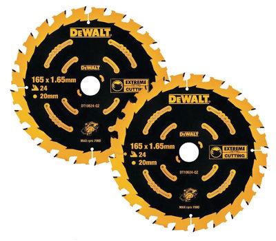 Dewalt Dt10624 2 X Circular Saw Blades 165 X 20 X 24T Extreme Framing Dcs391 from B&Q