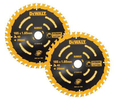 Dewalt Dt10640 2 X Circular Saw Blade 165 X 20 X 40T Extreme Framing Dcs391 By Buyaparcel from B&Q