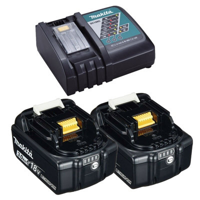 2 X Genuine Makita 18V 3.0Ah Lxt Lithium Battery Bl1830 + Dc18Rc Fast Charger By Buyaparcel from B&Q