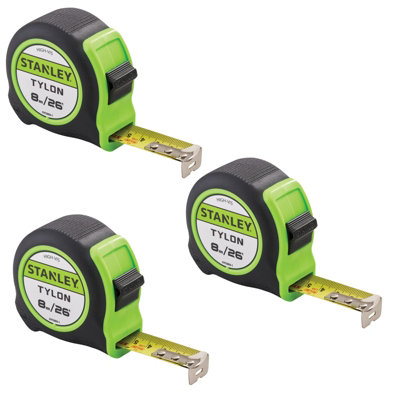 Stanley Tylon Hi Vis 8M 26Ft Tape Measures Green Pack Of 3 Sta130604Hg from B&Q