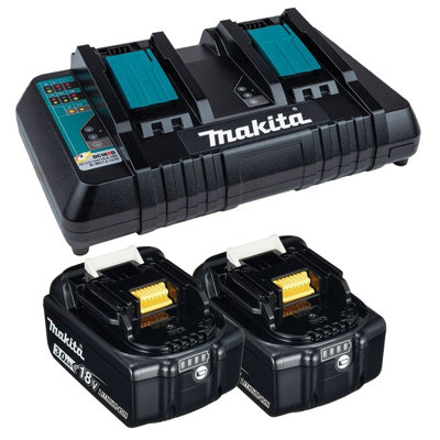 Makita Bl1830 18V 2 X Lxt 3.0Ah Lithium-Ion Batteries + Dc18Rd Dual Port Charger from B&Q