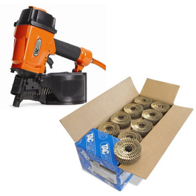 Tacwise Gcn57P Air Coil Nailer 57mm Air Nail Gun+ 2.1 X 30mm 14000 Coil Nails from B&Q