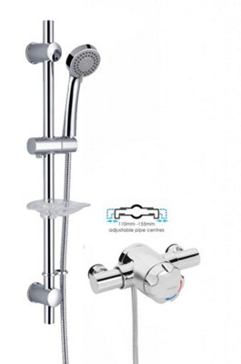 Bristan Mini Opac Exposed Thermostatic Mini Mixer Shower Valve + Kit 110mm 130mm from B&Q