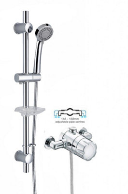 Bristan Sirrus Gummers Opac Exposed Thermostatic Mixer Shower + Riser Rail from B&Q