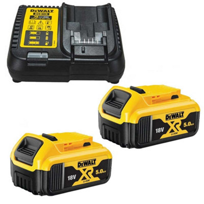 Dewalt Dcb184 5.0Ah 18V Xr Lithium Ion Battery Twin Pack + Dcb115 Charger from B&Q