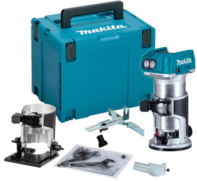 Makita Drt50Z 18V Cordless Brushless Laminate Router Trimmer + Bevel Base + Case from B&Q