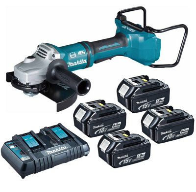  - Makita Dga900Pt4 18V / 36V Cordless Brushless 230mm 9" Angle Grinder4 X 5.0Ah