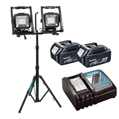 Makita Dml805 18V 110V Lxt Led Work Light Site Light Twin + Tripod + 5Ah Battery from B&Q