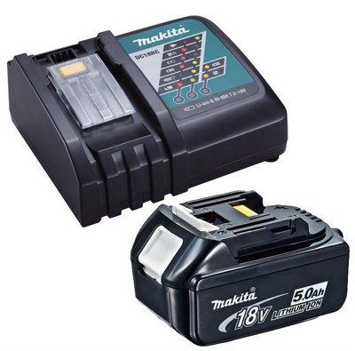 Genuine Makita 18V 5.0Ah Lxt Lithium Battery Bl1850 + Dc18Rc Fast Charger By Buyaparcel from B&Q