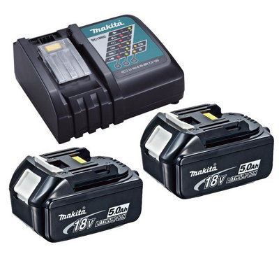 2 X Genuine Makita 18V 5.0Ah Lxt Lithium Battery Bl1850 + Dc18Rc Fast Charger By Buyaparcel from B&Q
