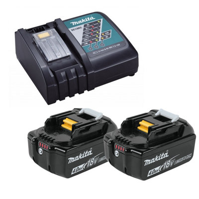 2 X Genuine Makita 18V 4.0Ah Lxt Lithium Battery Bl1840 + Dc18Rc Fast Charger from B&Q
