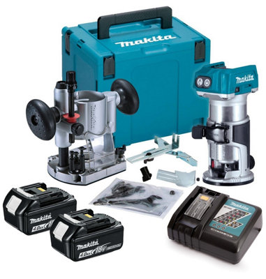 Makita Drt50Rmj 18V Lxt Cordless Brushless Laminate Router Trimmer Plunge Base