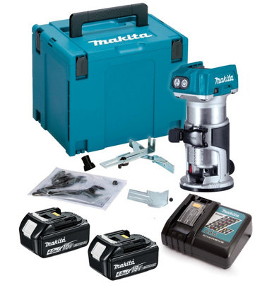Makita Drt50Rmj 18V Lxt Cordless Brushless Laminate Router Trimmer + Makpac Case from B&Q