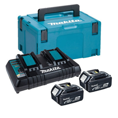 Makita Bl1850 18V 2 X 5.0Ah Lithium Batteries Dc18Rd Dual Port Charger + Makpac from B&Q