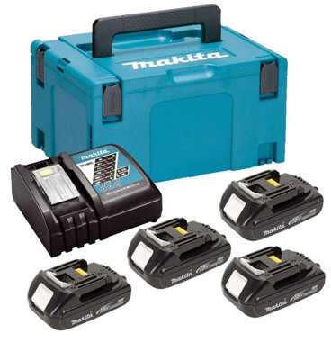 Makita Bl1815 18V 4 X 1.5Ah Lithium Batteries Dc18Rc Fast Charger + Makpac Case from B&Q