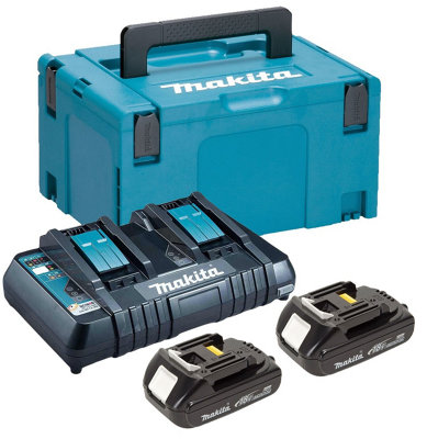 Makita Bl1815 18V 2 X 1.5Ah Lithium Batteries Dc18Rd Dual Port Charger + Makpac from B&Q