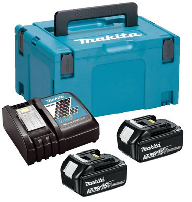 Makita Bl1830 18V 2 X 3.0Ah Lithium Batteries Dc18Rc Fast Charger + Makpac Case from B&Q