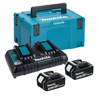 Makita Bl1830 18V 2 X 3.0Ah Lithium Batteries Dc18Rd Dual Port Charger + Makpac from B&Q