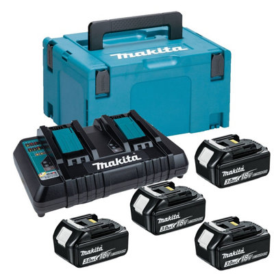 Makita Bl1830 18V 4 X 3.0Ah Lithium Batteries Dc18Rd Dual Port Charger + Makpac from B&Q