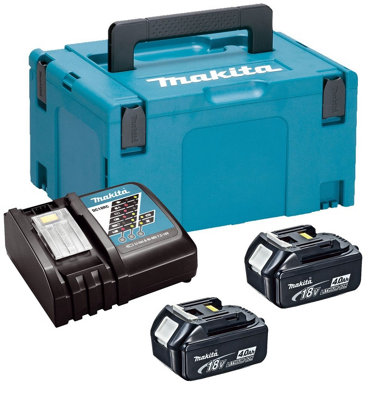 Makita Bl1840 18V 2 X 4.0Ah Lithium Batteries Dc18Rc Fast Charger + Makpac Case from B&Q