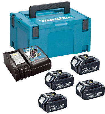 Makita Bl1840 18V 4 X 4.0Ah Lithium Batteries Dc18Rc Fast Charger + Makpac Case from B&Q