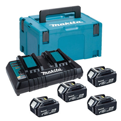 Makita Bl1840 18V 4 X 4.0Ah Lithium Batteries Dc18Rd Dual Port Charger + Makpac from B&Q