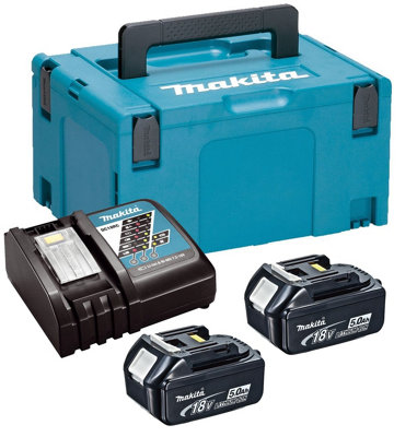 Makita Bl1850 18V 2 X 5.0Ah Lithium Batteries Dc18Rc Fast Charger + Makpac Case from B&Q