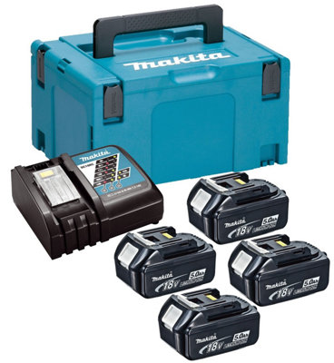 Makita Bl1850 18V 4 X 5.0Ah Lithium Batteries Dc18Rc Fast Charger + Makpac Case from B&Q