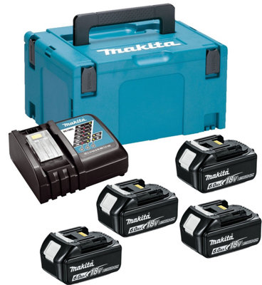 Makita Bl1860 18V 4 X 6.0Ah Lithium Batteries Dc18Rc Fast Charger + Makpac Case from B&Q
