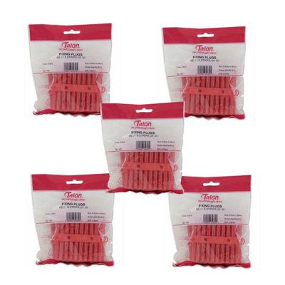 Talon Red 5-5.5mm Wall Plugs Plastic Screw Fixing Plugs Euro Slot X500 Pack P2Es from B&Q