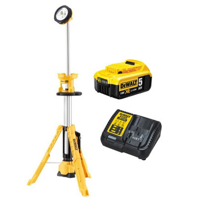Dewalt Dcl079 18V Xr Cordless Led Light Tripod Site Light + 5.0Ah Battery By Buyaparcel from B&Q