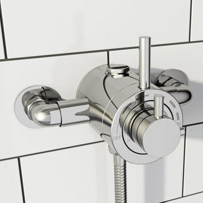 Buyaparcel Exposed Modern Concentric Thermostatic Shower Mixer Valve Chrome1 Outlet from B&Q