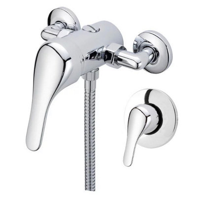Buyaparcel Chrome Single Lever Shower Mixer Valve Exposed Concealed -150mm Pipe Replacement from B&Q