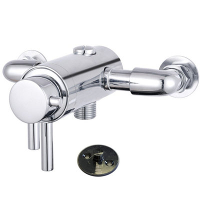 Buyaparcel Ruby Chrome Thermostatic Dual Control Exposed Shower Mixer Valve150mm Centres from B&Q