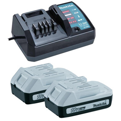 2 X Makita Bl1815G 18V G-Series 1.3Ah Lithium Ion Battery + Dc18Wa Charger from B&Q