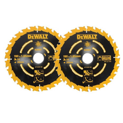 2 X Dewalt Dt10304 Corded Circular Saw Blades 190 X 30mm X 24 Tooth Extreme from B&Q