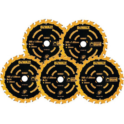 5 X Dewalt Dt10624 Circular Saw Blades 165 X 20 X 24T Extreme Framing Dcs391 from B&Q