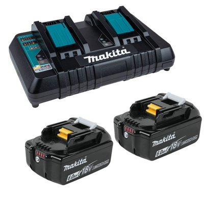 Makita Bl1860 18V 2 X Lxt 6.0Ah Lithium-Ion Batteries + Dc18Rd Dual Port Charger from B&Q