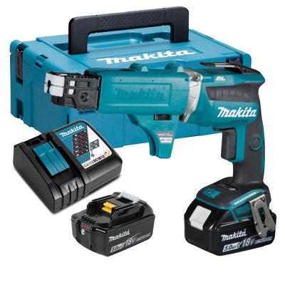 Makita Dfs250Tjx2 18V Brushless Collated Autofeed Drywall Screwdriver -2X5.0Ah from B&Q