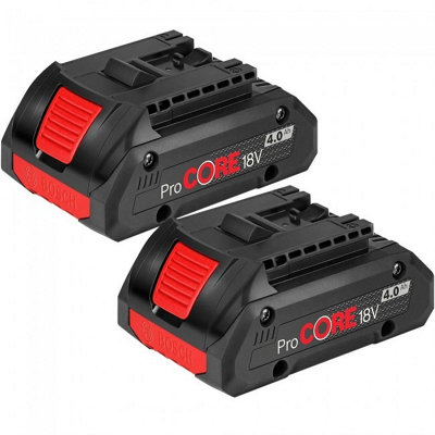 2 X Bosch 1600A016Gb Procore Gba 18V 4.0Ah Lithium Ion Battery Cordless from B&Q