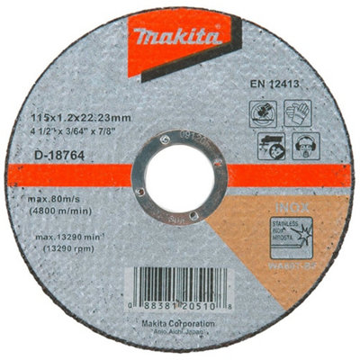 Makita D-18764 Fast Cutting Extra Thin Metal Grinder Disc 115mm 1.2mm 22.23mm from B&Q