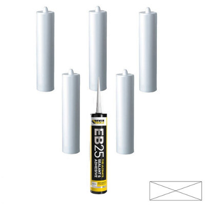 X6 Everbuild Eb25 Ultimate Sealant Adhesive White Sanitary Mould Resistant 300Ml from B&Q