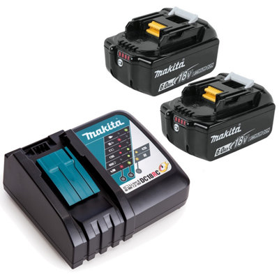 Makita Bl1860 18V 6.0Ah Lithium Batteries Twin Pack + Dc18Rc Fast Charger By Buyaparcel from B&Q