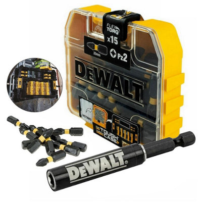 Dewalt 15 Piece Impact Extreme Pz2 Pozi Screwdriver Bits + Magnetic Bit Holder