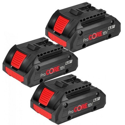 3 X Bosch 1600A016Gb Procore Gba 18V 4.0Ah Lithium Ion Battery Cordless from B&Q