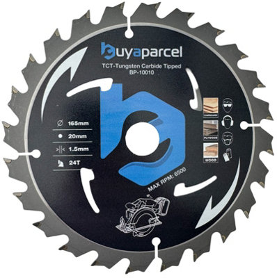 Buyaparcel Bap Trade Pro Circular Saw Blade 165mm X 20 24 Teeth Carbide TippedLong Life from B&Q