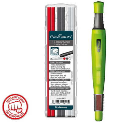 Pica Big Dry Longlife Automatic Trade Marker Pencil + Red White Graphite Refills from B&Q