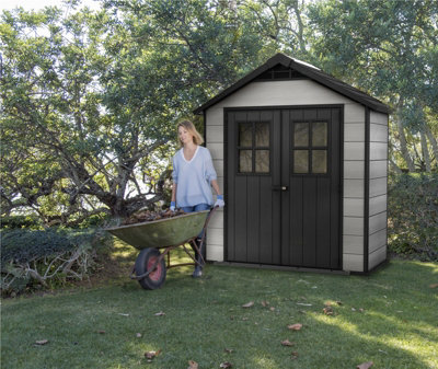 Keter Oakland 754 Composite Garden 7Ft X 4Ft Shed Outdoor Storage Grey Resin