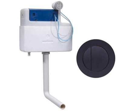 Roper Rhodes Torrent Concealed Dual Flush Wc Toilet Cistern + Round Black Plate from B&Q